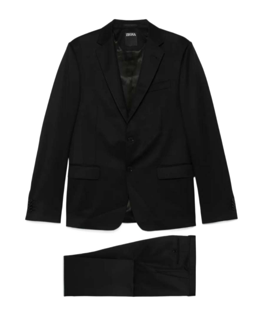 Zegna Long-sleeved Blazer And Trousers Set In Black