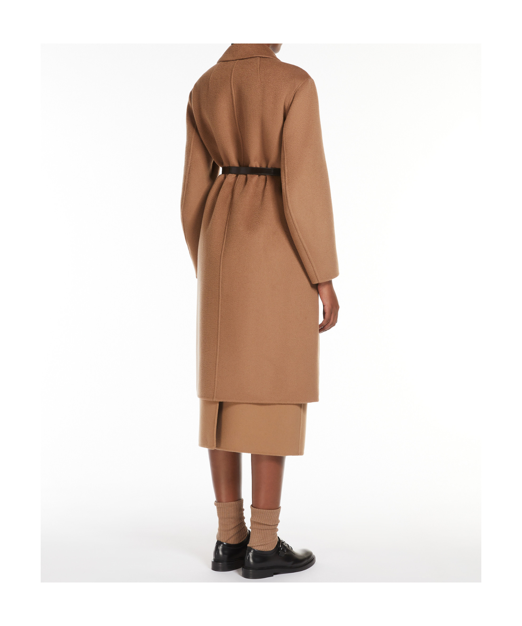 Max Mara Wool Cashmere Medium Long Coat In Brown