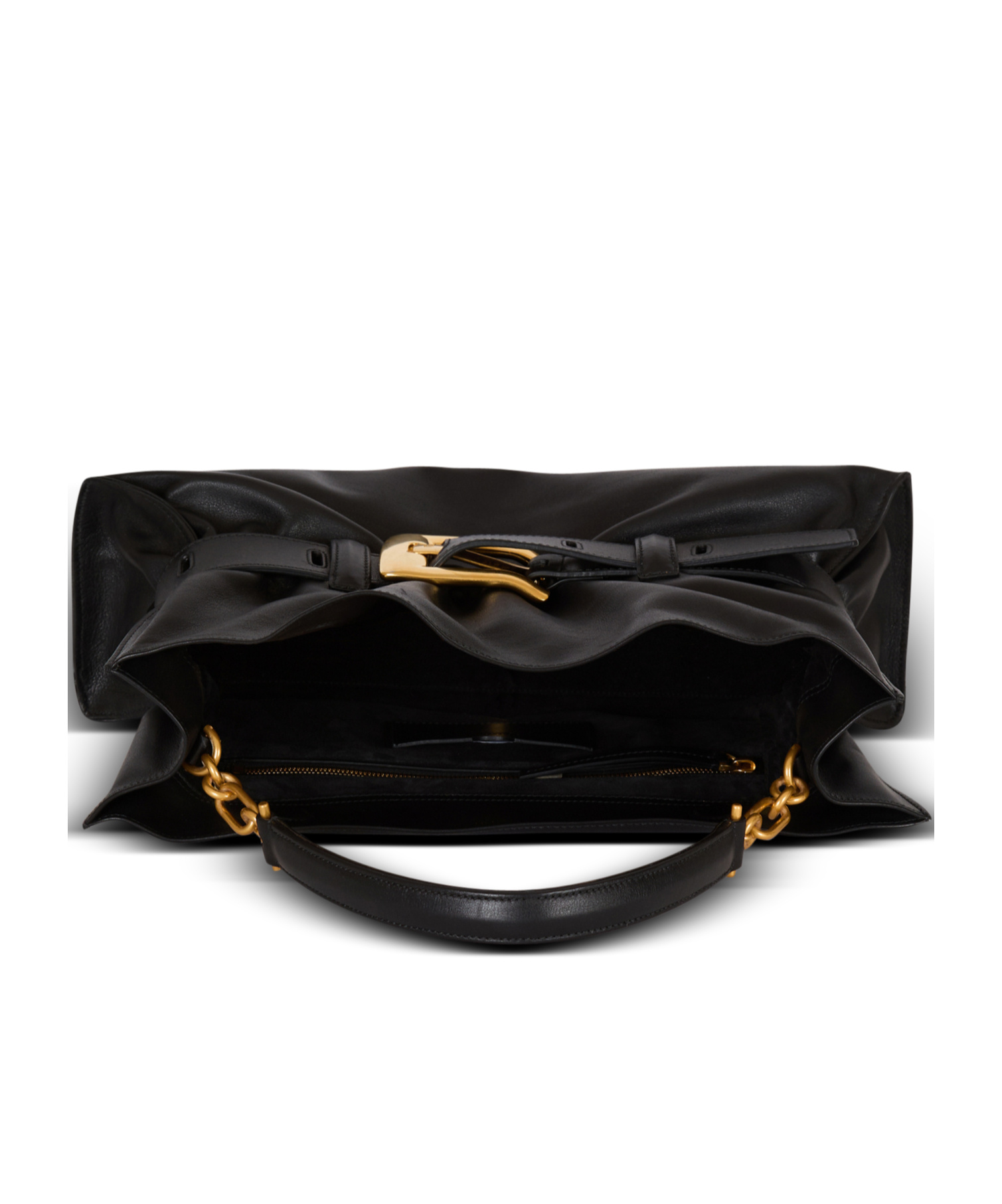 Balmain Anthem Medium Buckle Shoulder Bag In Calfskin In Black
