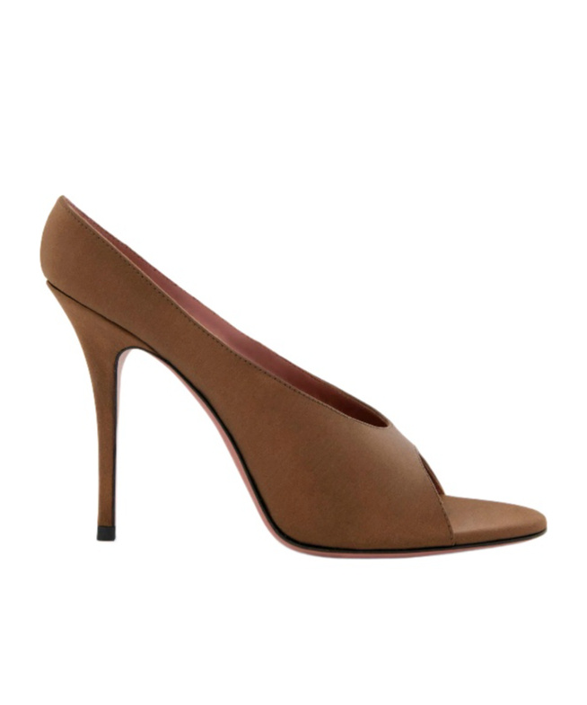 Amina Muaddi Round Toe High Heel Sandals