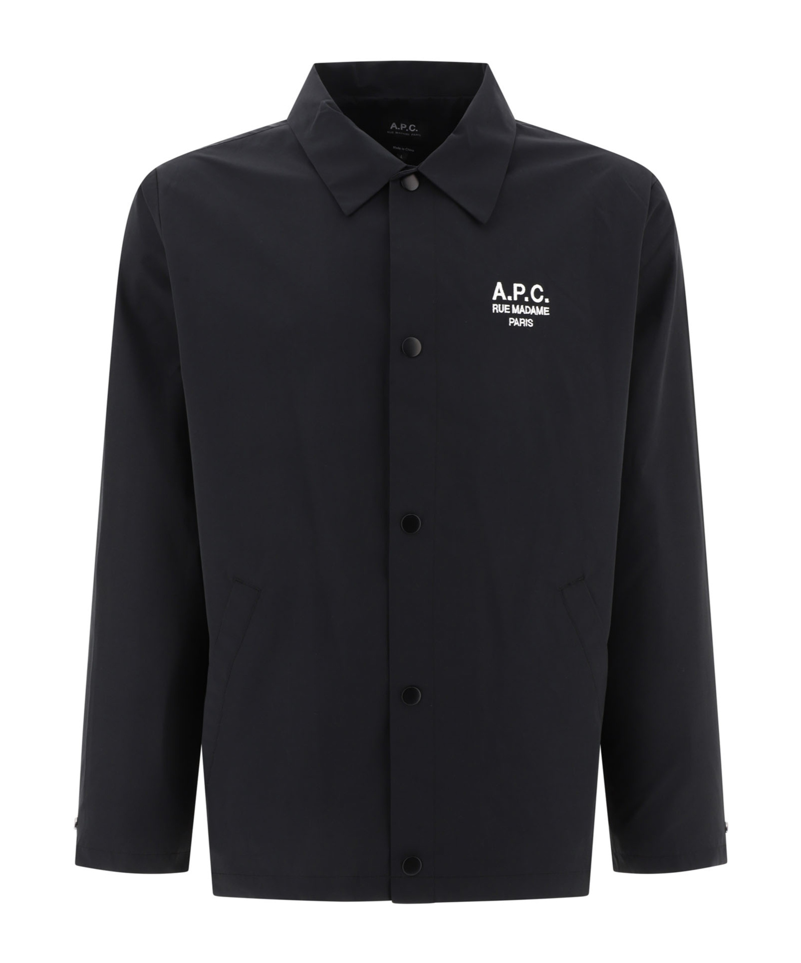 A.p.c. A. P.c. Logo-print Snap Front Coach Jacket In Black