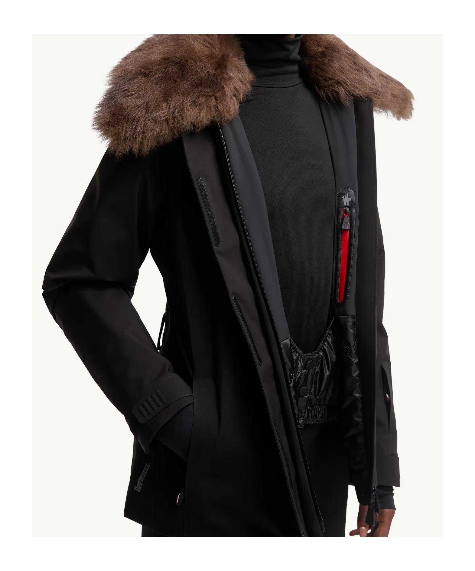 Moncler Vizelles Shearling-trimmed Ski Jacket In Black