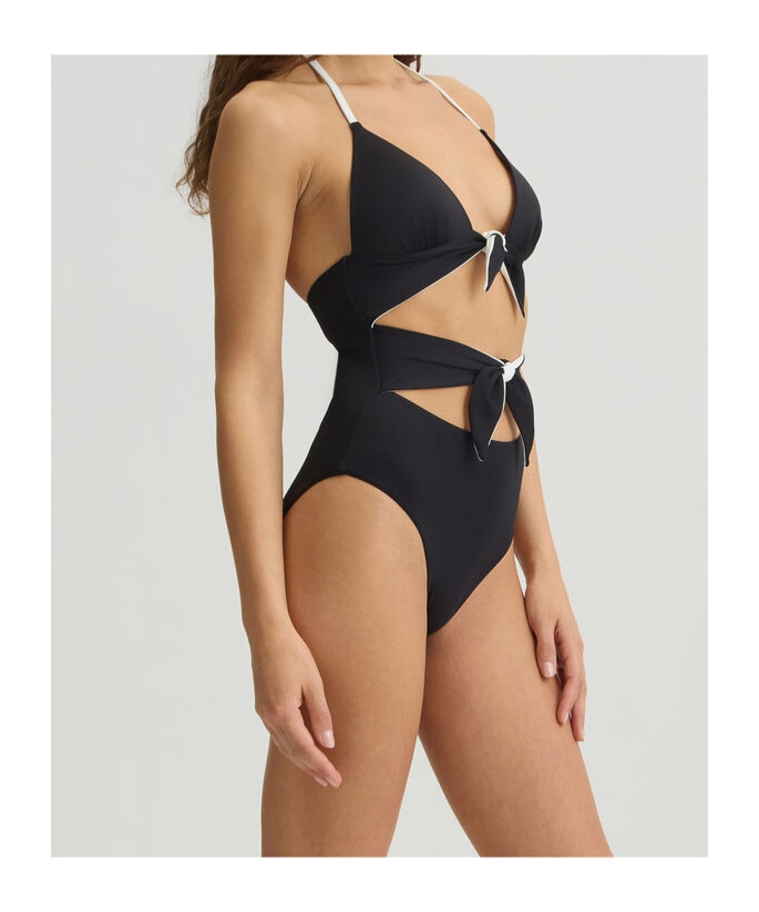Liu •jo One-piece Swimsuit With Bows In Black