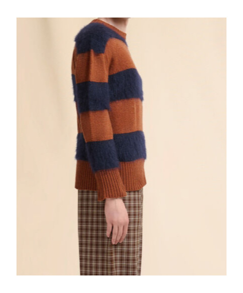 Marni Brown Wool And Mohair Jumper With Striped Pattern In Brown