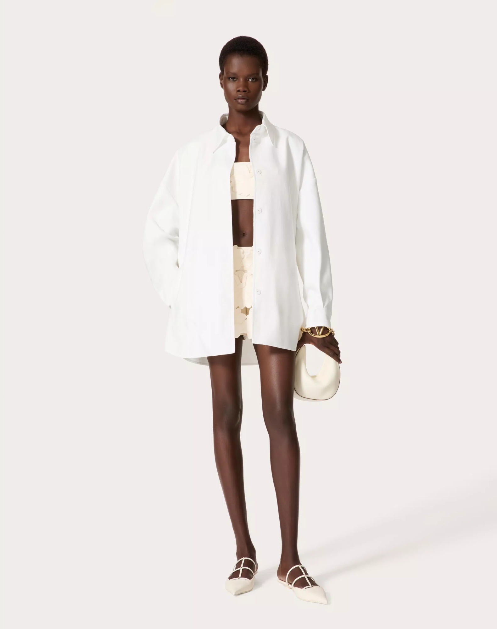 Valentino Long-sleeve Cotton Shirt In White