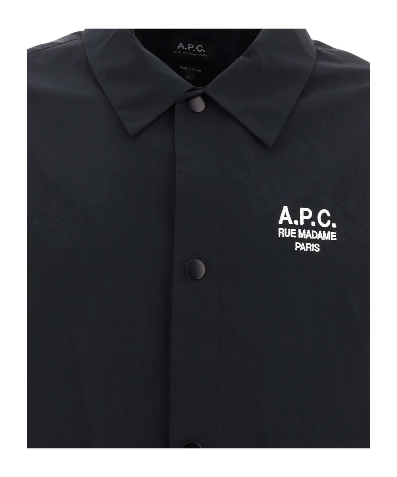 A.p.c. A. P.c. Logo-print Snap Front Coach Jacket In Black