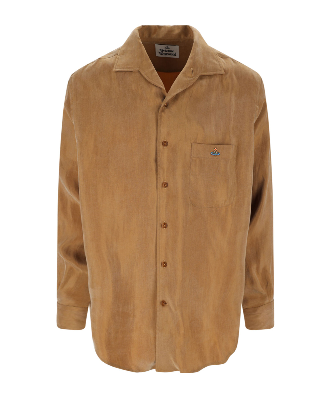 Vivienne Westwood Collared Shirt With Long Sleeves And Chest Pocket In Brown