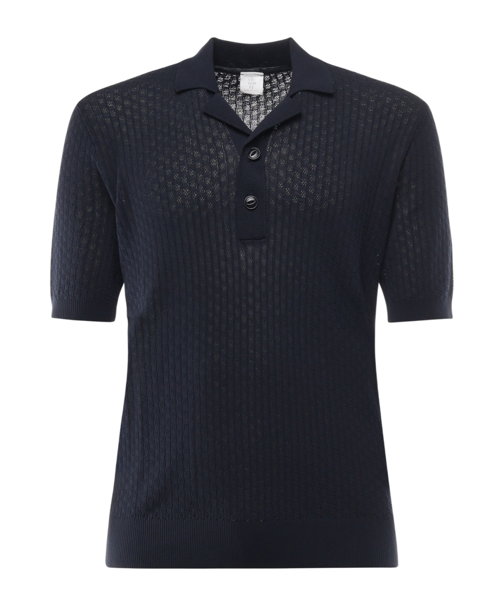 Eleventy Short Sleeve Cotton Polo Shirt In Blue