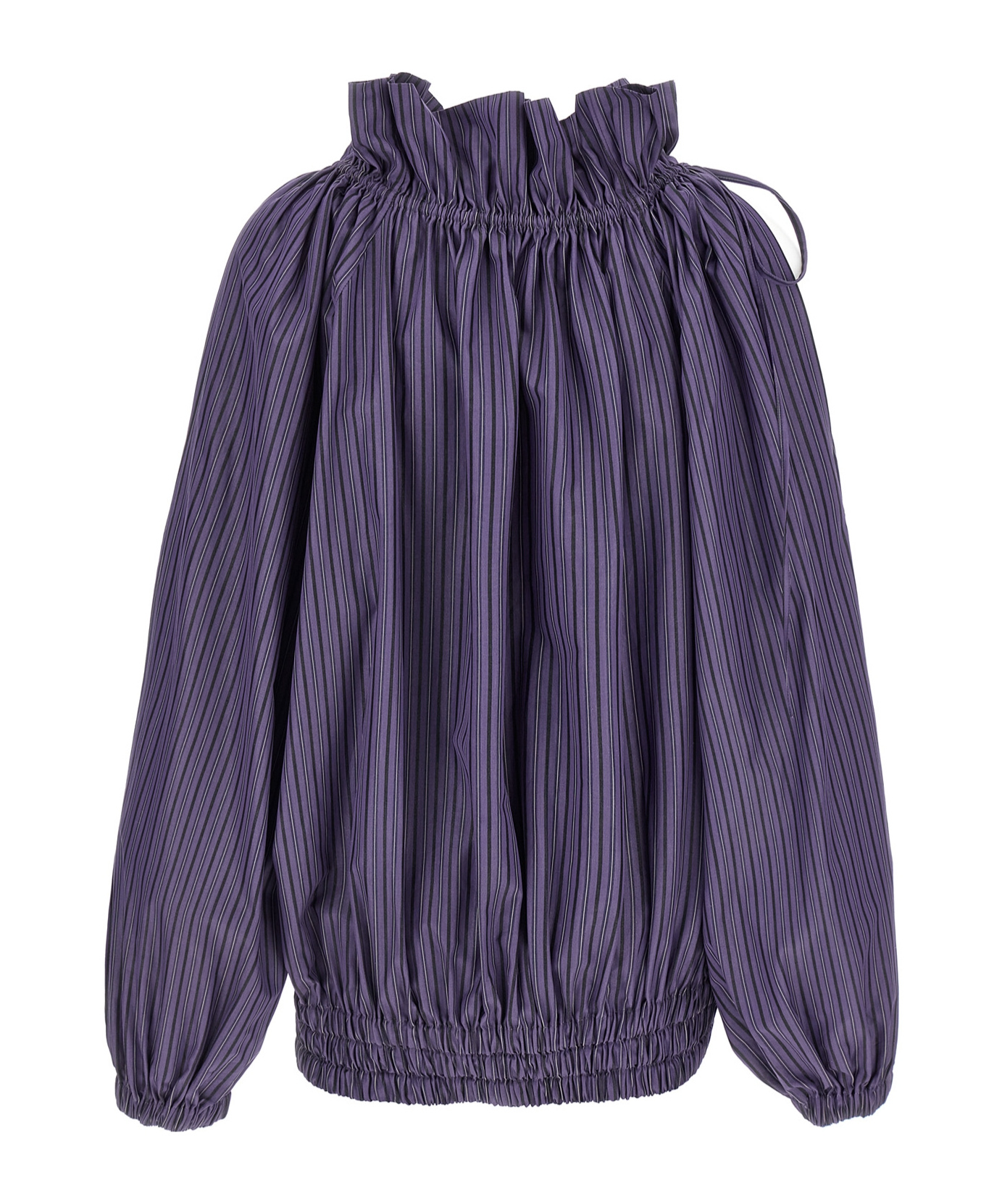 Dries Van Noten Frilled Top With Elasticated Hem And Long Sleeves