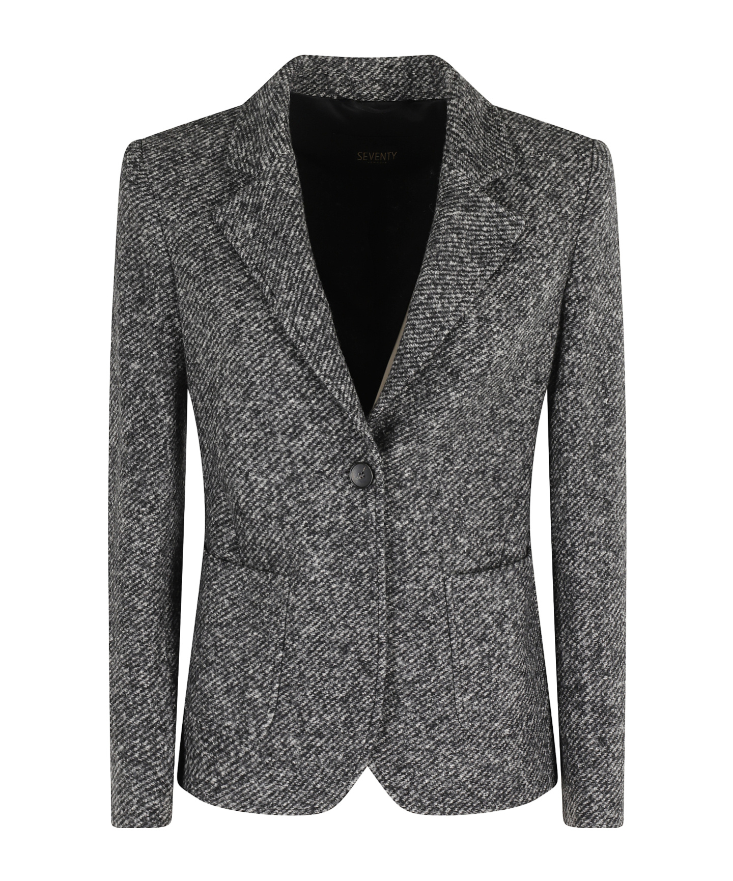 Seventy Tailored Gray Jacket With Notched Lapel In Black