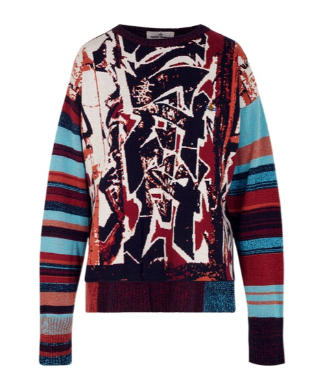 Vivienne Westwood Graffiti Jumper Cotton / Wool "graffiti" Pattern Xs/s Unisex In Black