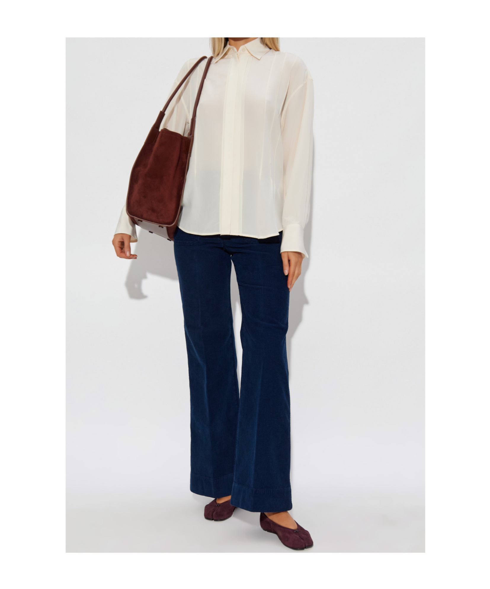 Victoria Beckham Pleated-detail Silk Shirt In White