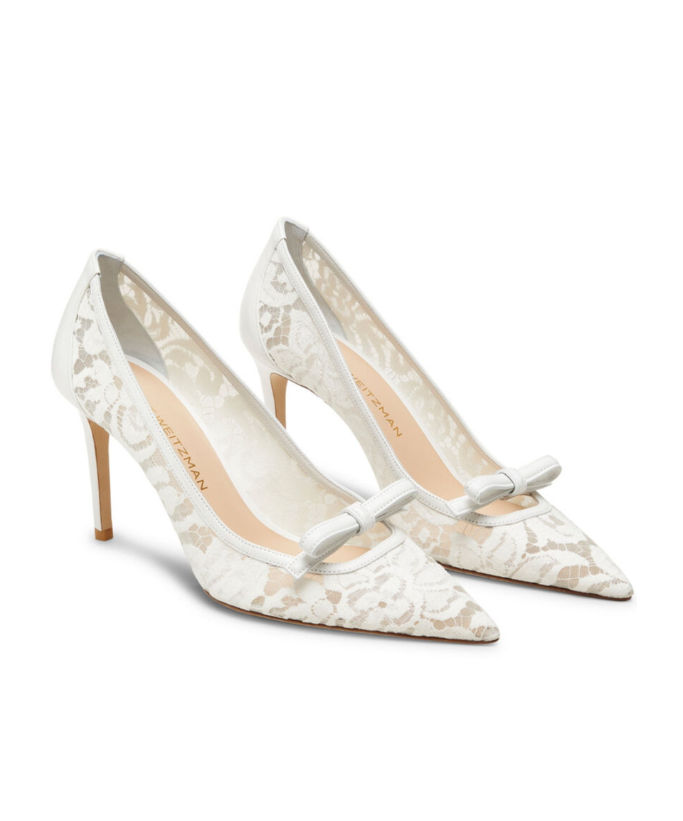 Stuart Weitzman Pointed High Heels In White