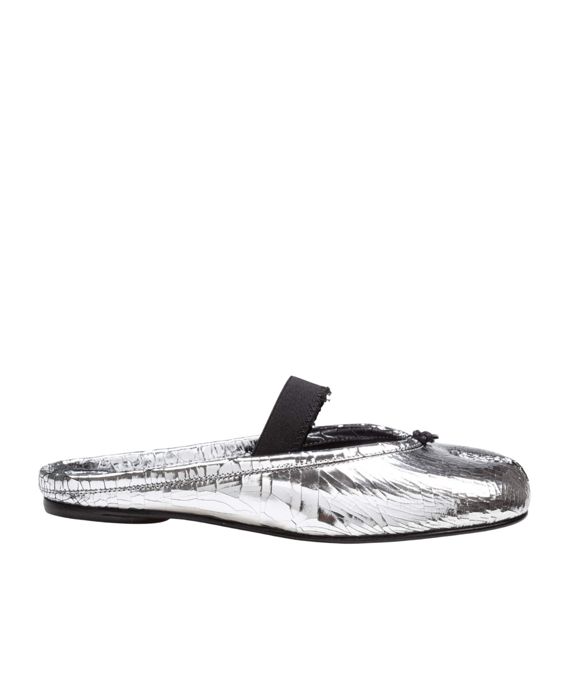 Maison Margiela Leather Tabi Mule With Broken Mirror Effect In Silver