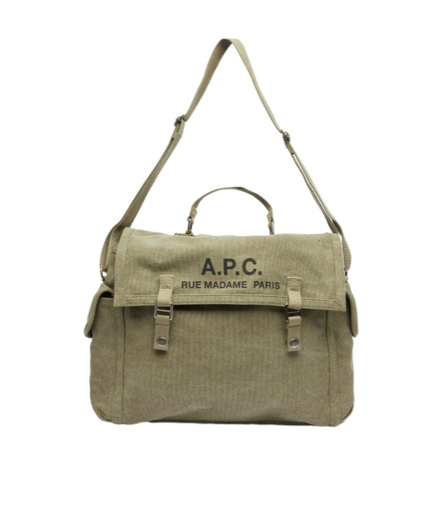 A.p.c. Shoulder Bag Logo Adjustable Strap Top Handle In Green