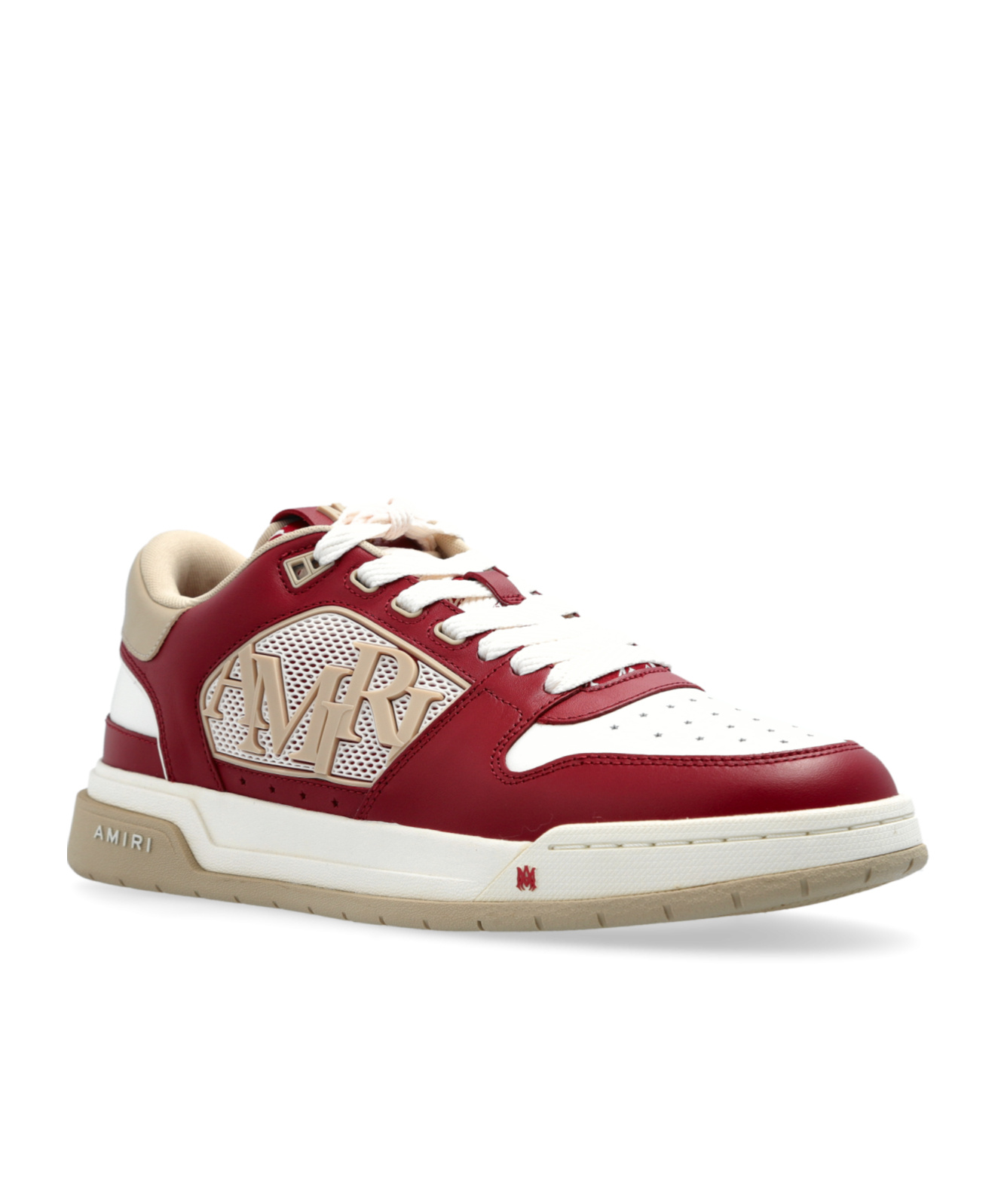 Amiri Bordeaux 'classic Low' Sneakers With Maxi Logo On The Side And Logo Patch On The Tongue In Leather M In White