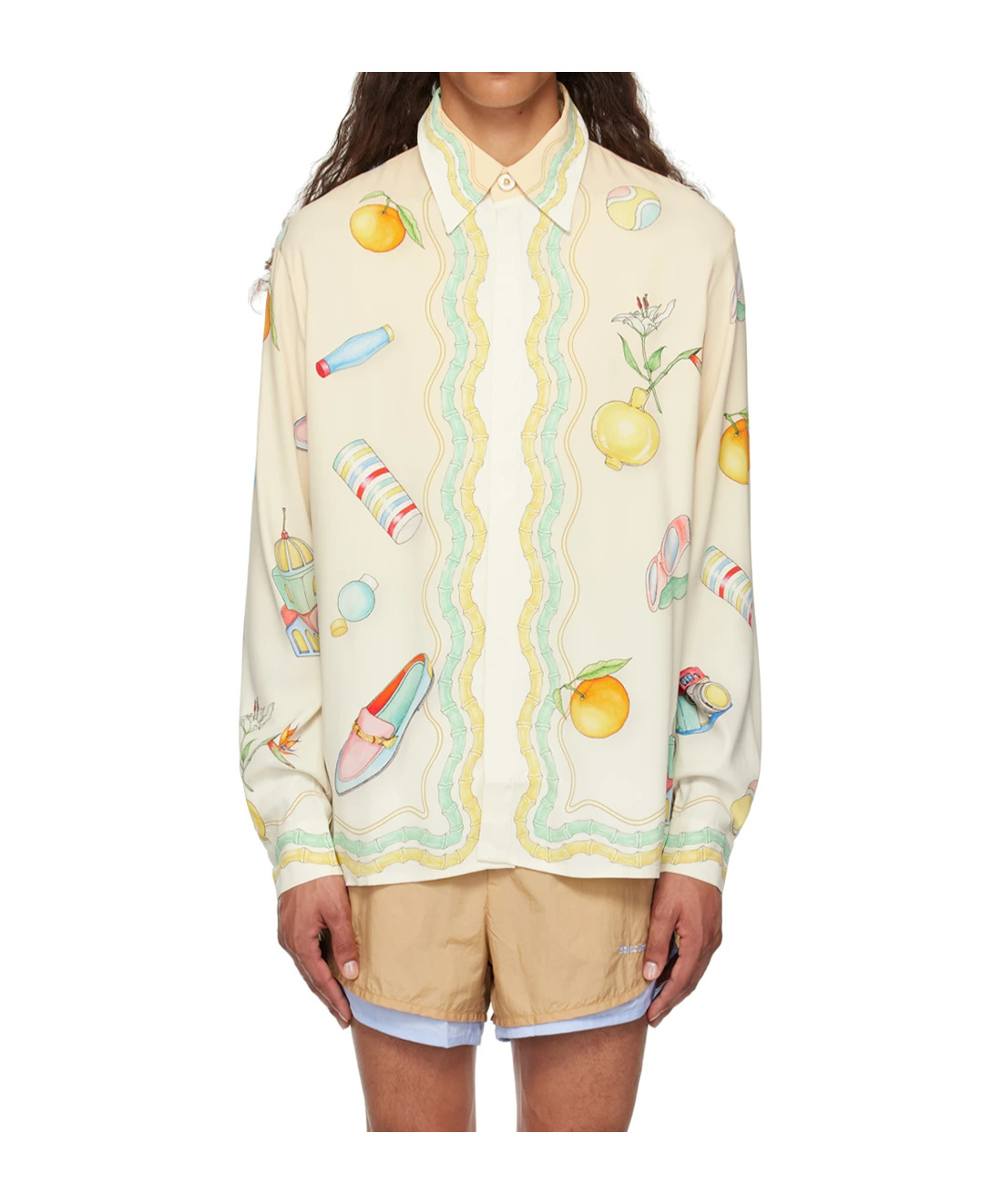 Casablanca Multicolor Long Sleeve Shirt With All-over Graphic Print In White