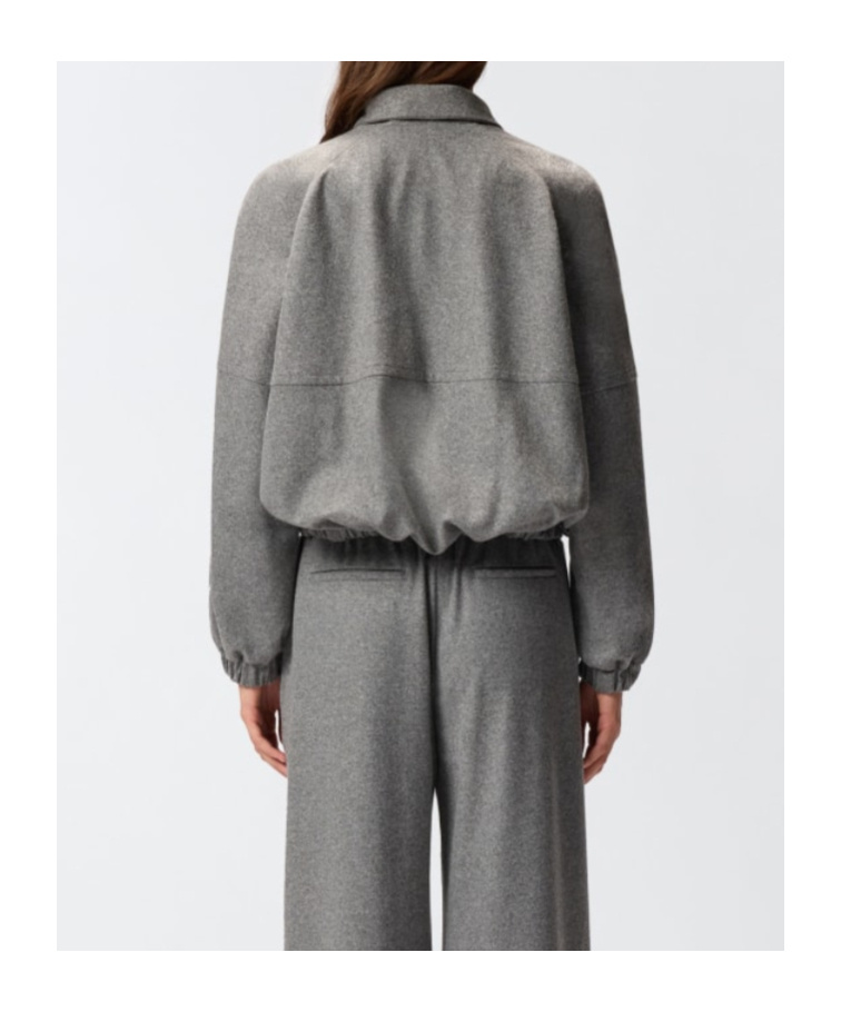 Pinko Wool-blend Bomber Jacket With Zip In Gray