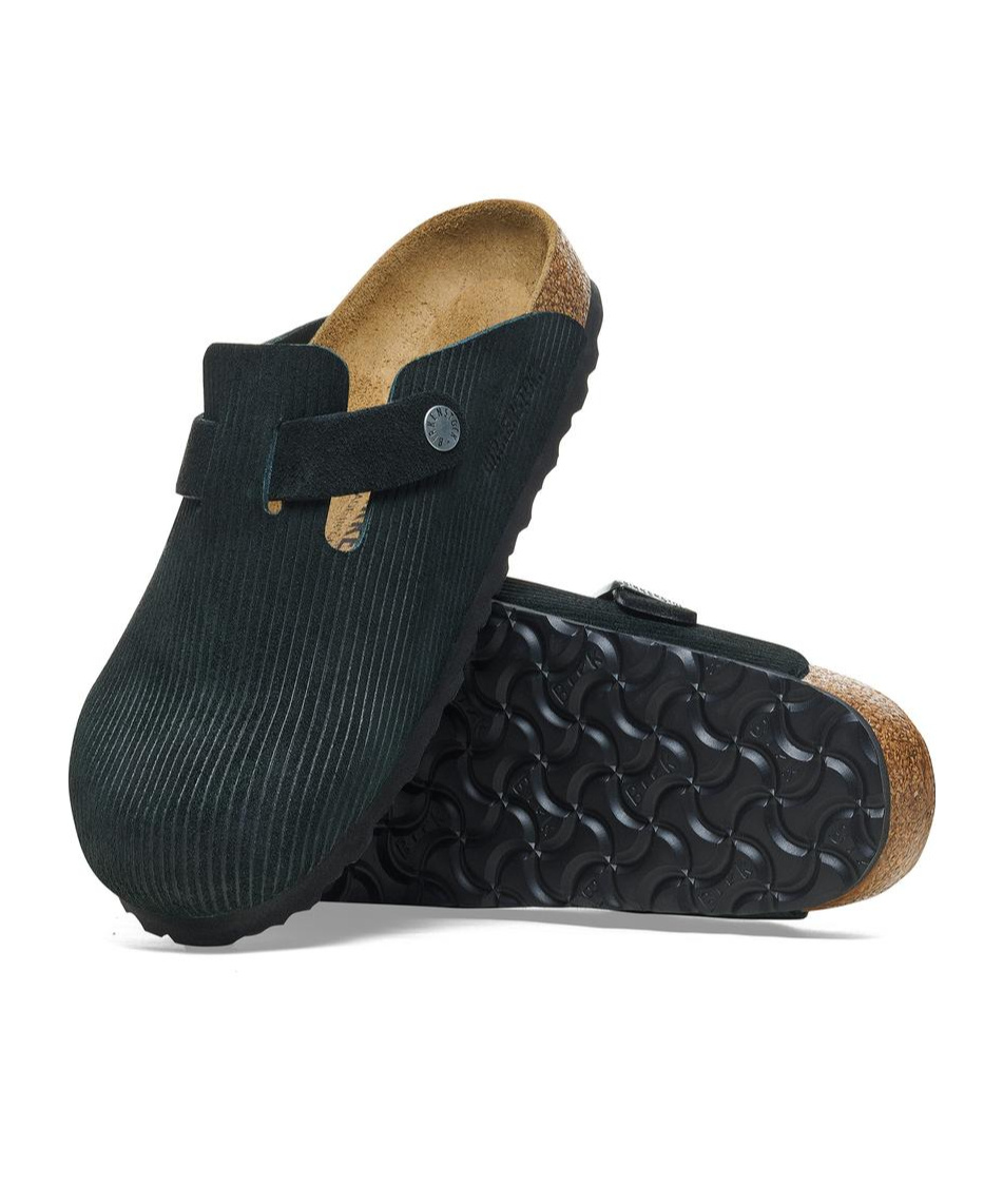 Birkenstock Boston Bs Mens Nubuck Slip On Clogs In Black
