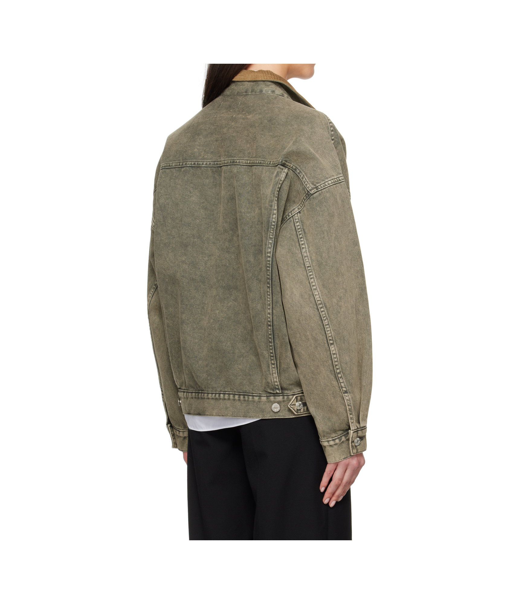 Moschino Logo-print Denim Jacket In Green