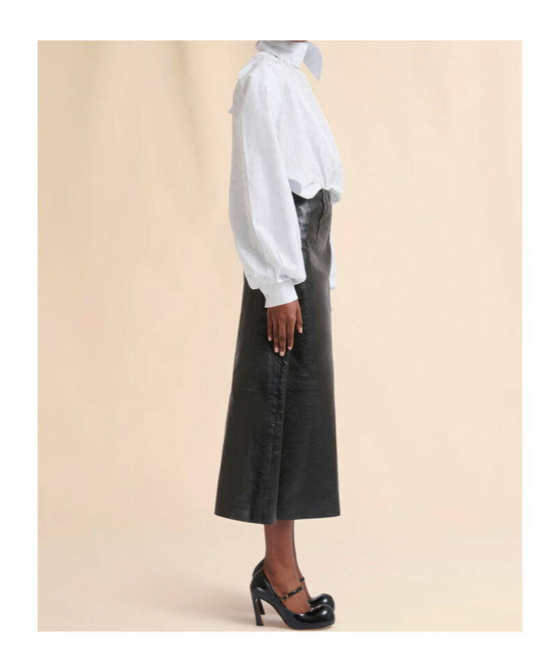 Marni Blue Viscose Balloon Top With Jacquard Motif In White