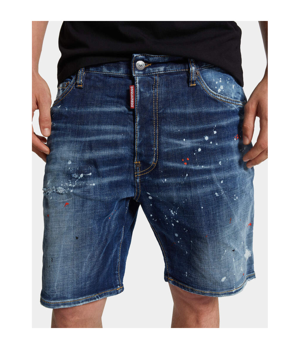 Dsquared2 Cropped Jeans With Paint Splatters In Blue