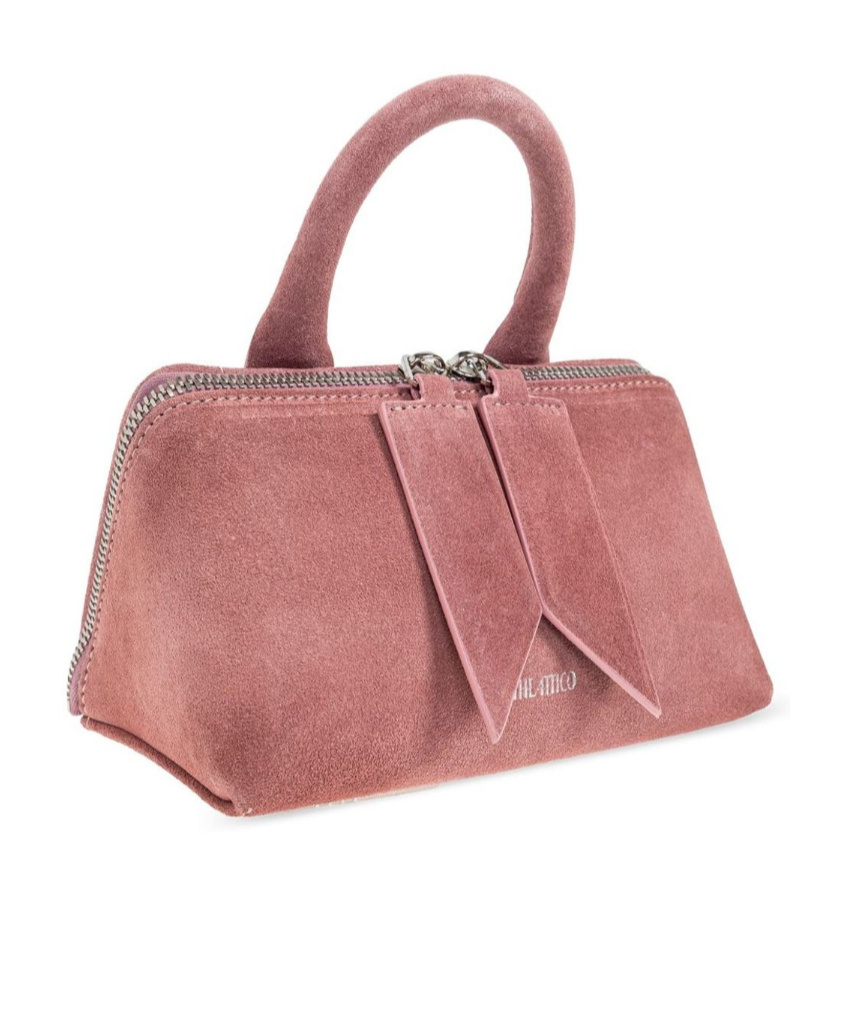 Attico Mini Friday Suede Top Handle Bag In Pink