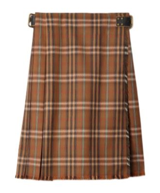 Burberry Check Wool Kilt In Brown