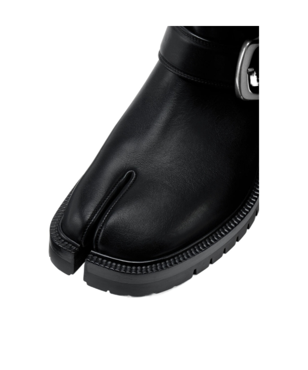 Maison Margiela Knee-high Tabi Boots Featuring Buckle Detail In Black