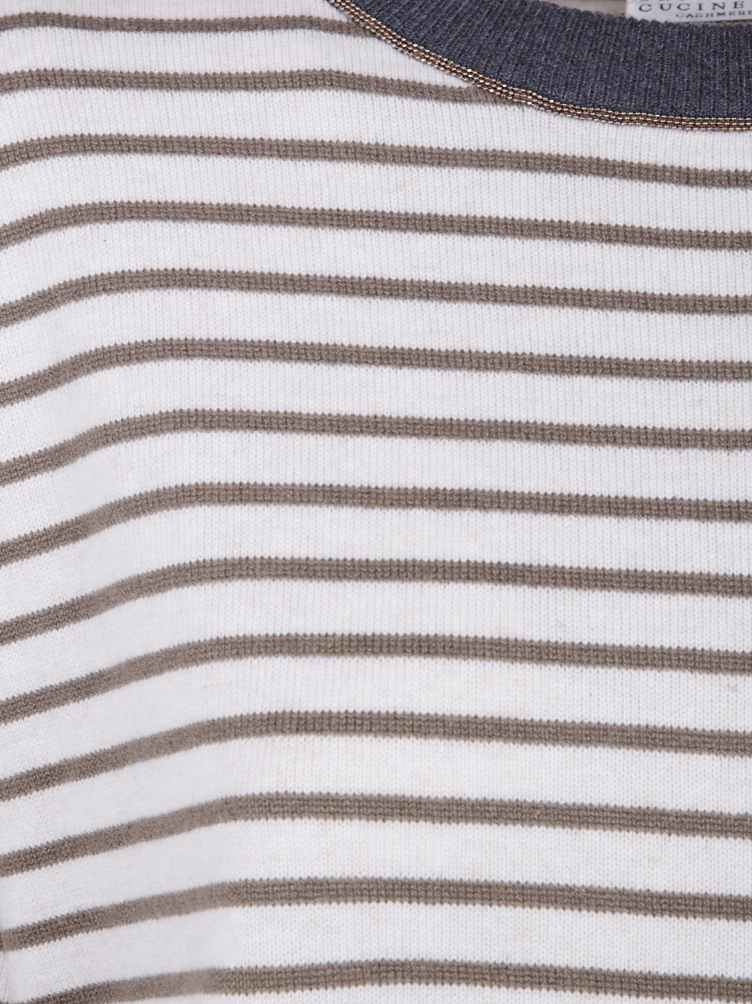 Brunello Cucinelli Striped Crew-neck Sweater In Gray