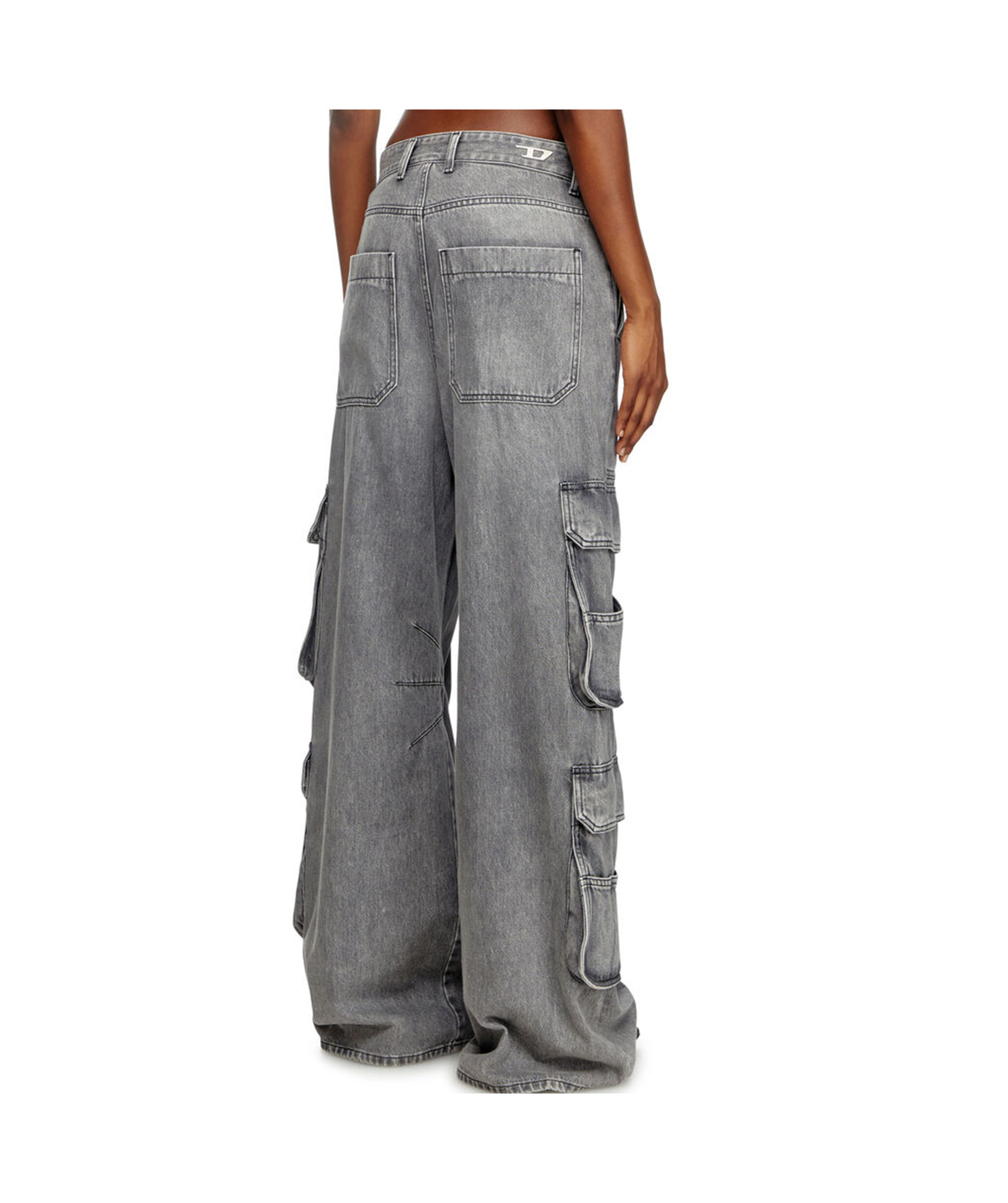 Diesel D-sire-cargo-d Grey Cargo Jeans With Low-rise Waist In Gray