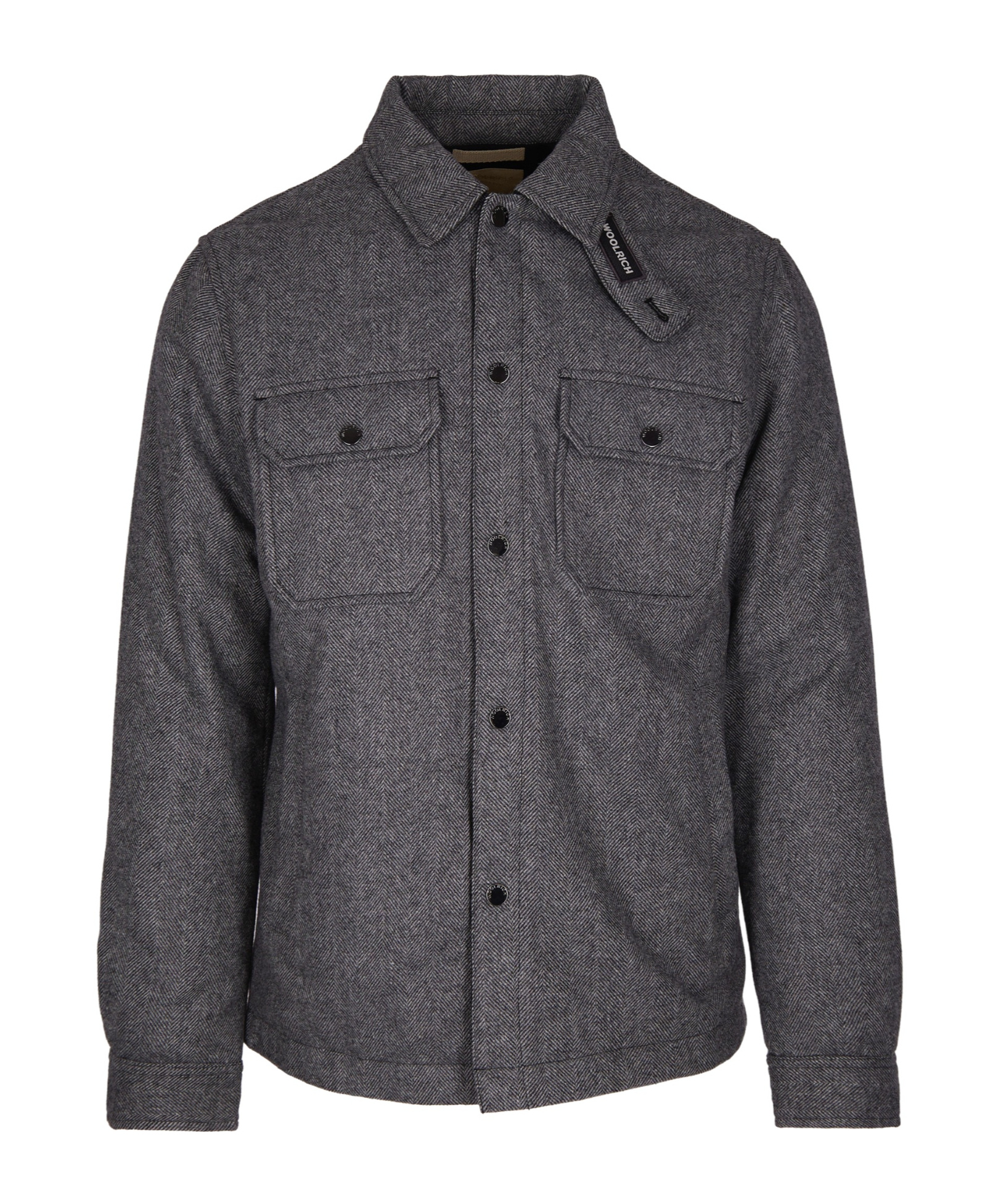 Woolrich Giubbino In Misto Lana Herringbone Grey In Gray