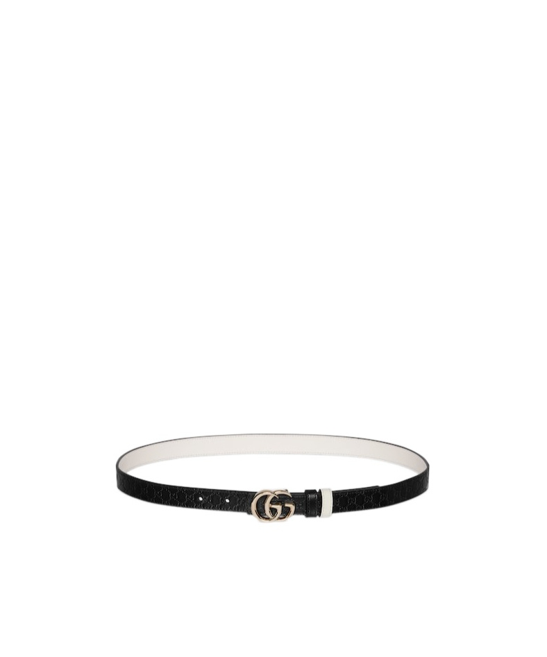 Gucci Reversible Gg Marmont Thin Belt In Black