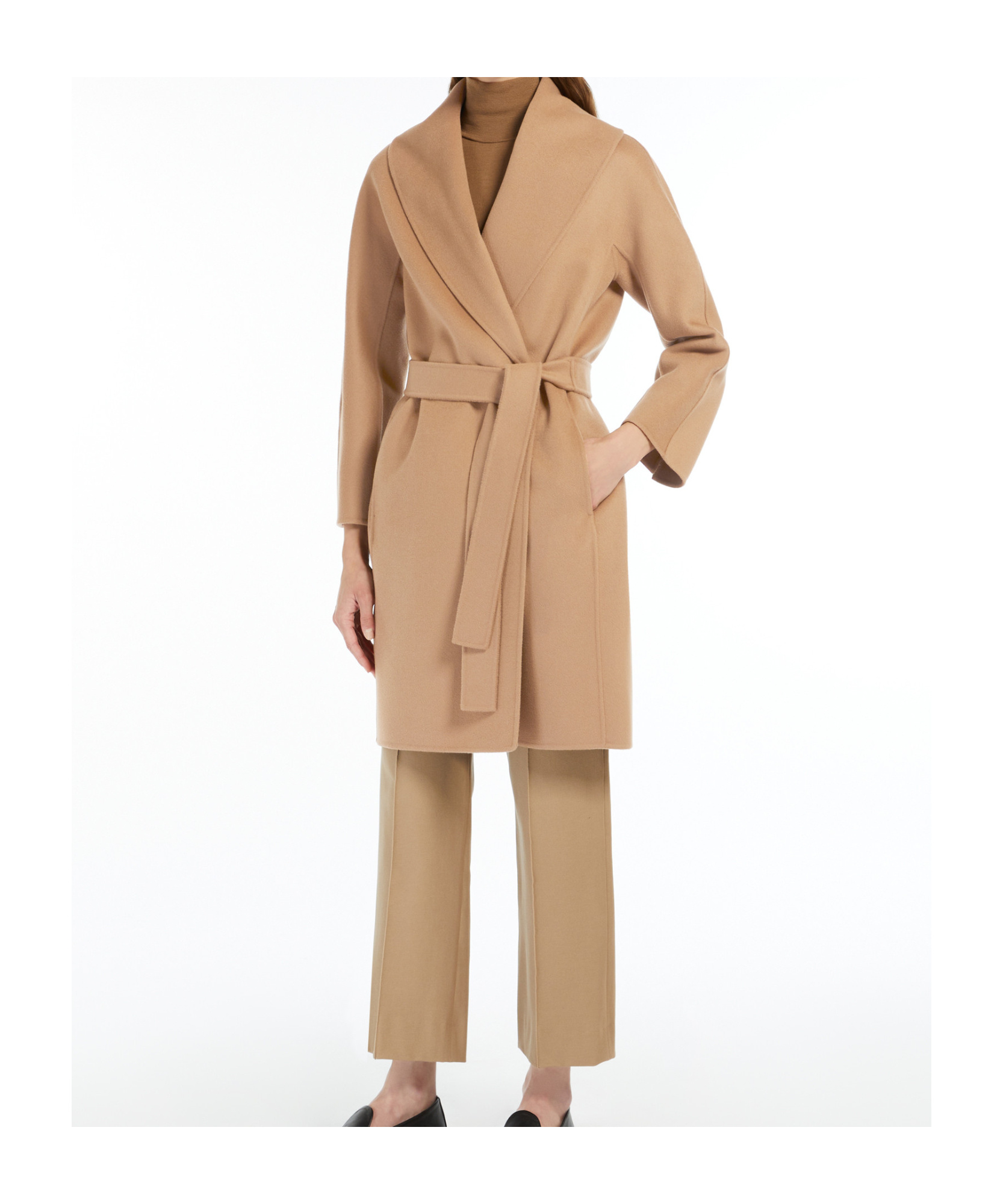 Max Mara Short Double-faced Wool Coat In Brown