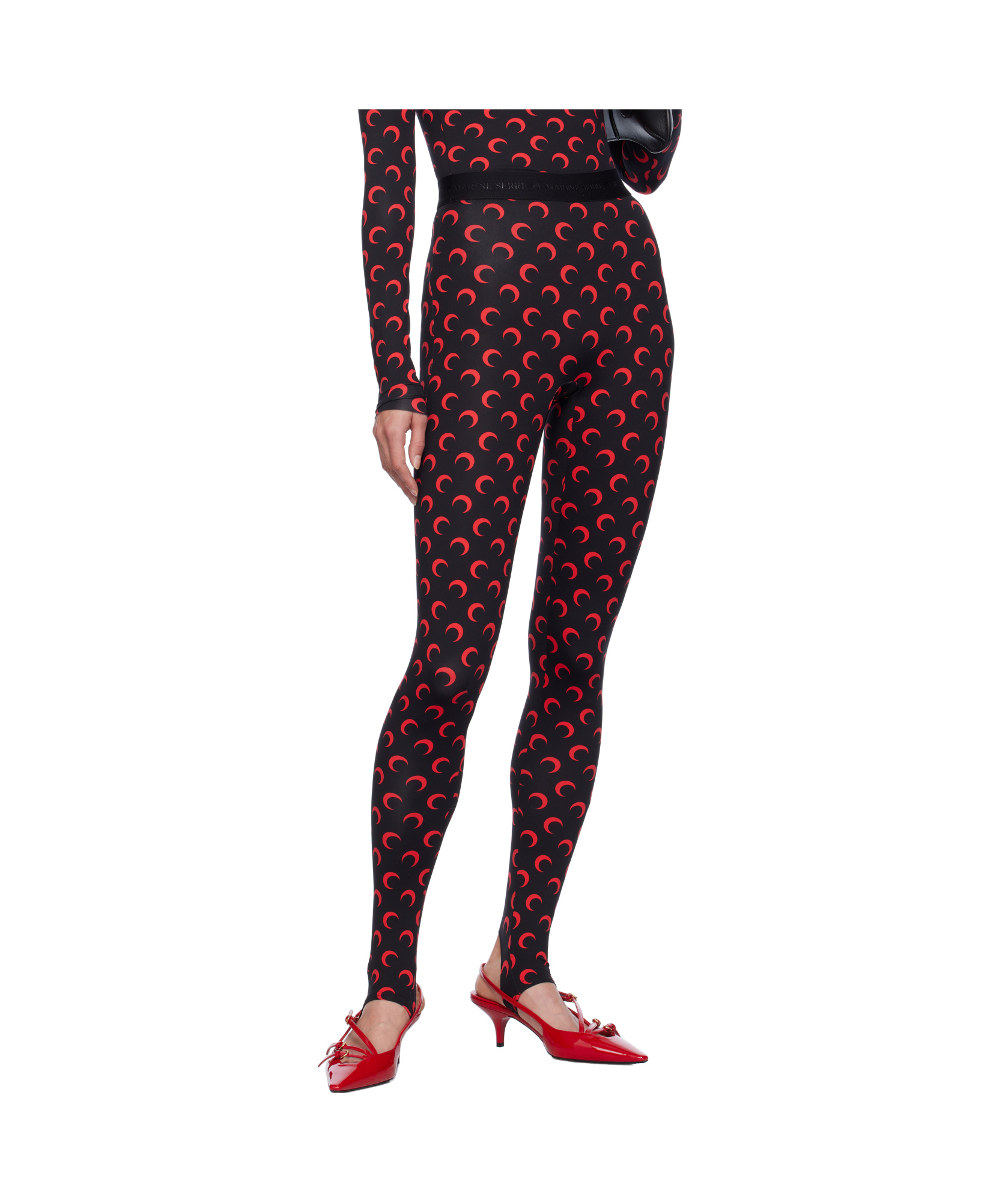 Marine Serre Recycled Jersey Moon Stirrup Leggings In Black