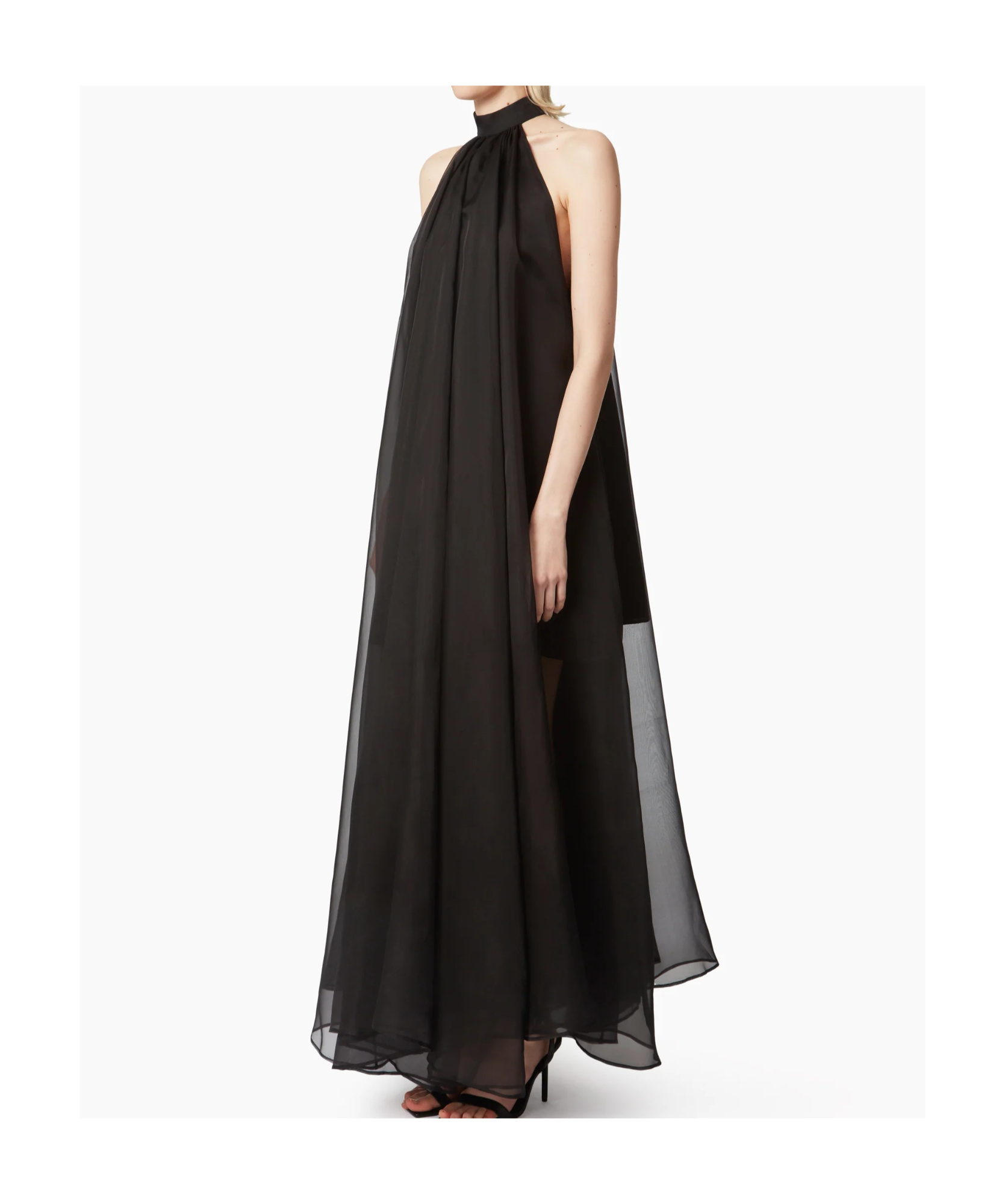 Nina Ricci Fluid Halterneck Transparent Dress In Black