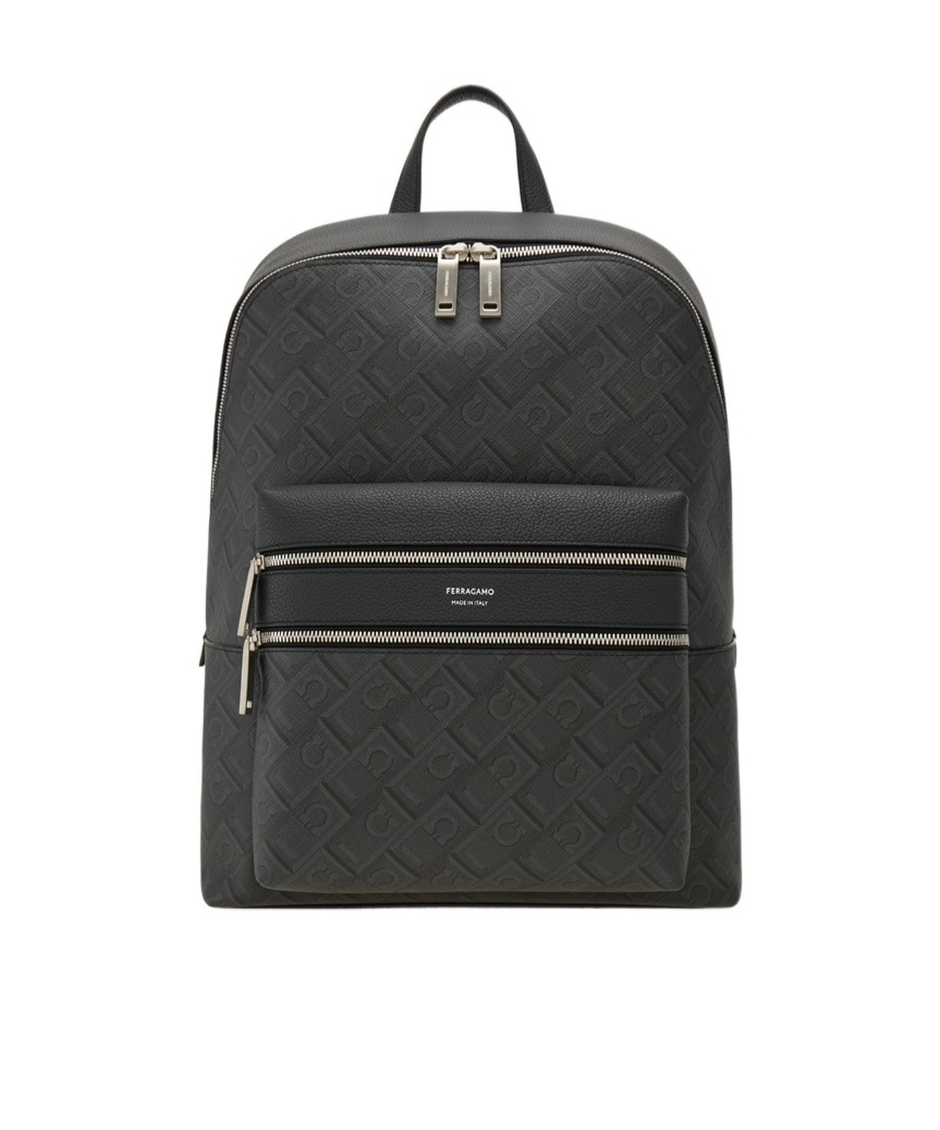 Ferragamo Men's Ss24 Black Leather Luxury Handbag In Black