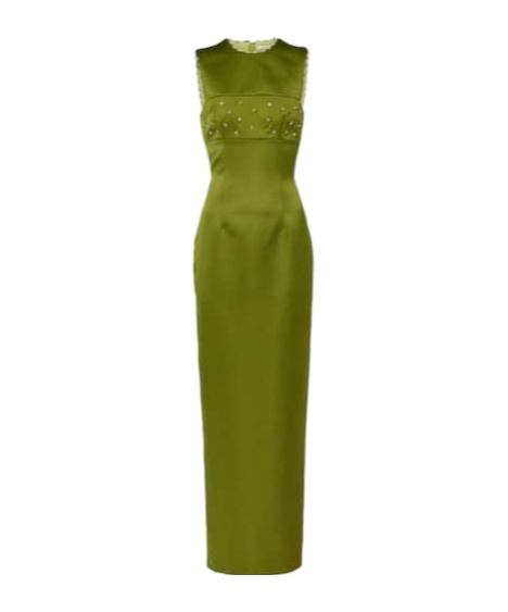 Emilia Wickstead Amadine Embellished Satin Gown In Green