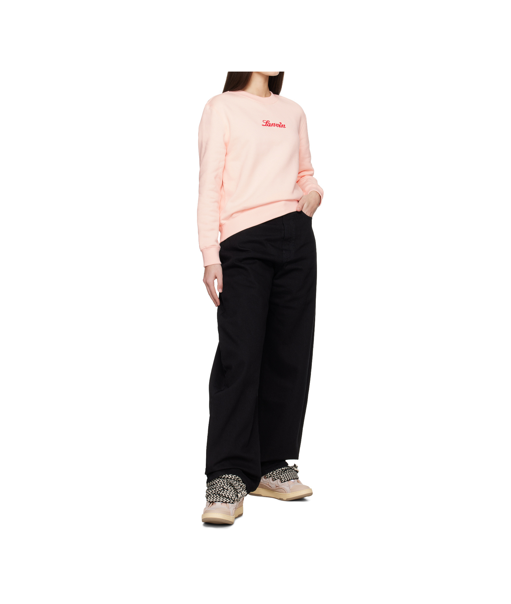Lanvin Leather Curb Sneakers In Pink
