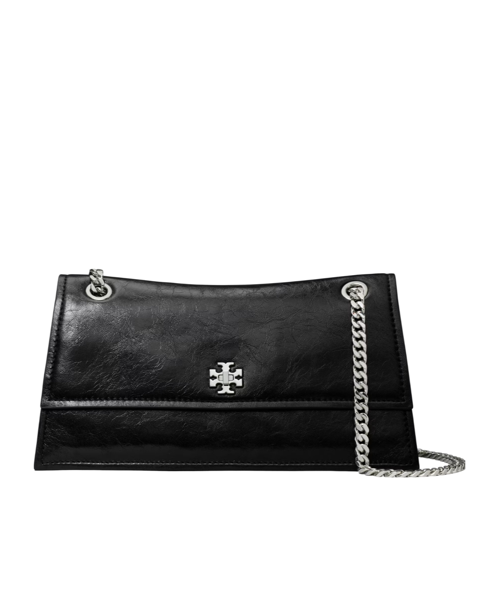 Tory Burch Kira Turnlock Leather Convertible Shoulder Bag In Black