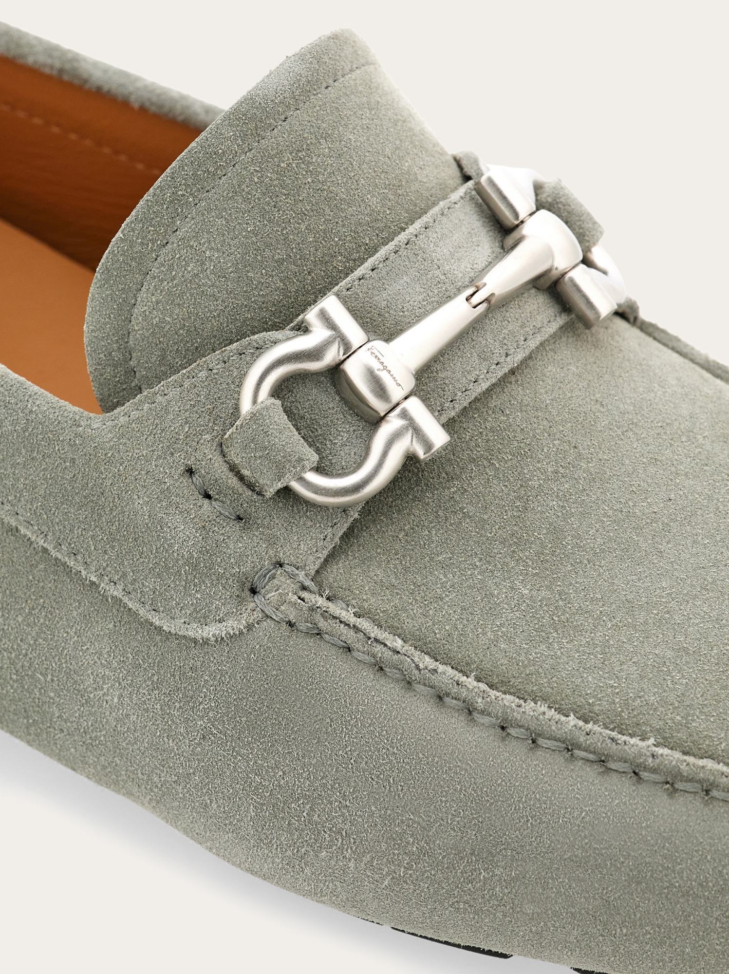 Ferragamo Logo Loafers In Gray