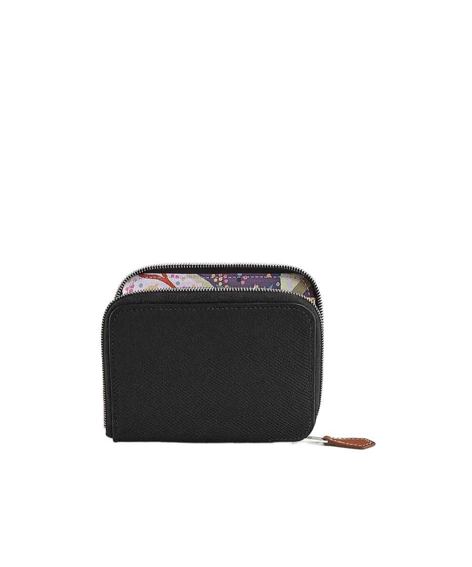 Hermes Silk'in Wallet In Noir / Cassis / Vert Fizz