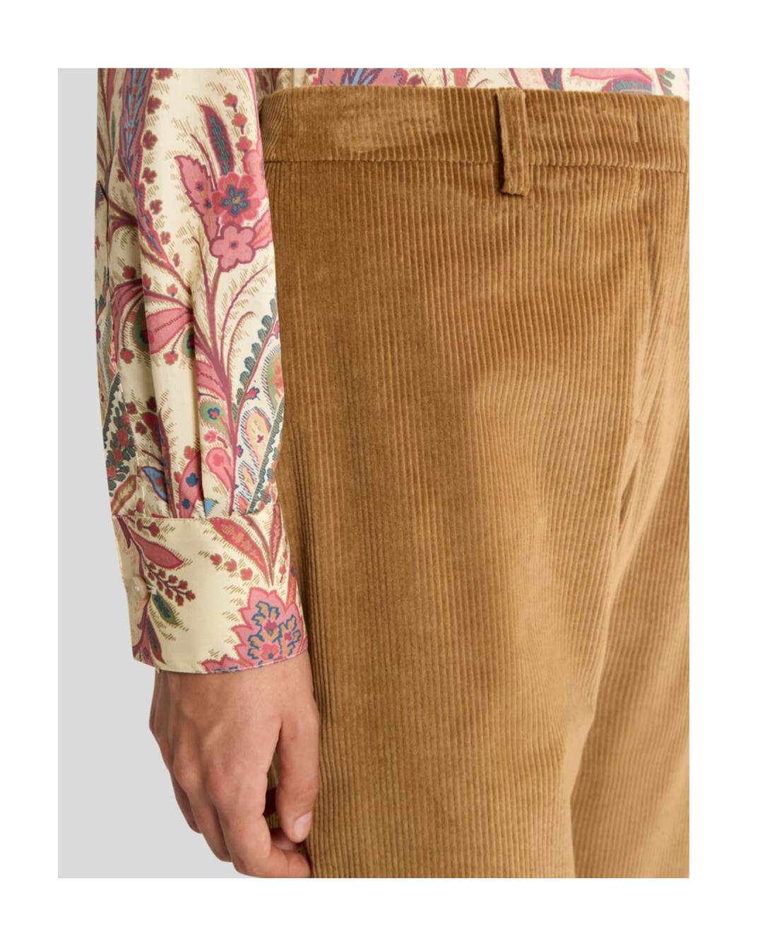 Etro Flared Camel Brown Corduroy Trousers In Brown