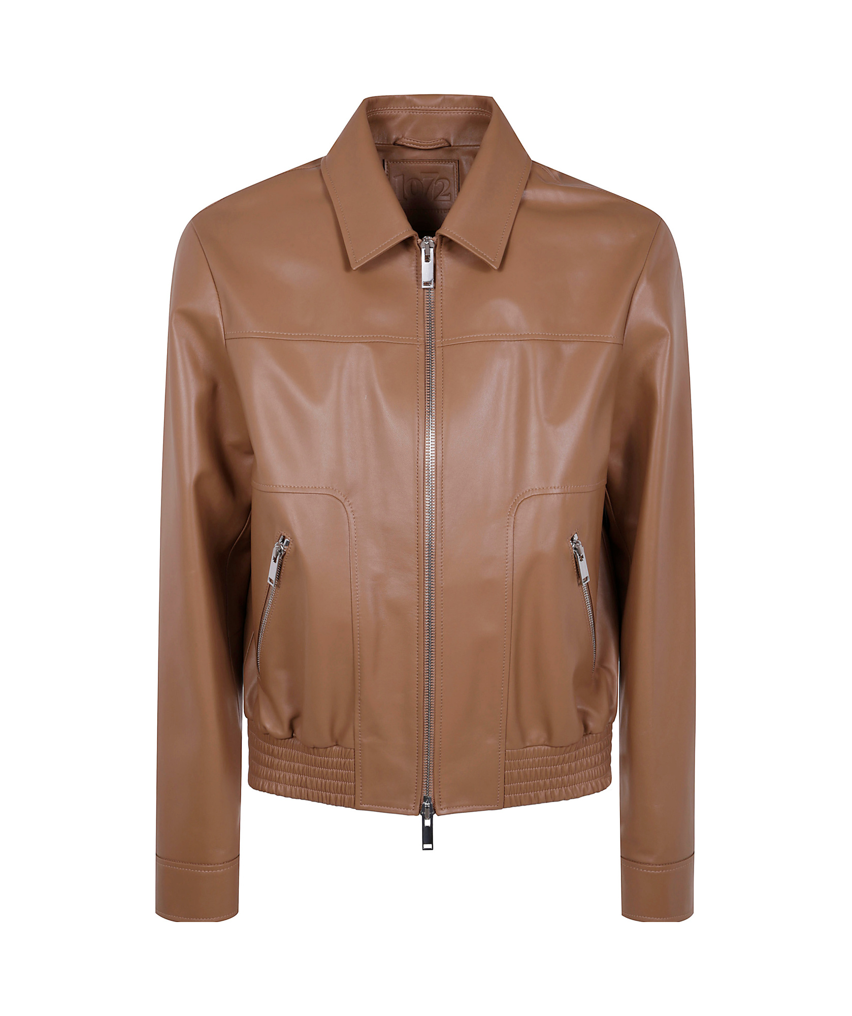Desa 1972 Leather Fitted Bomber Jacket In Brown
