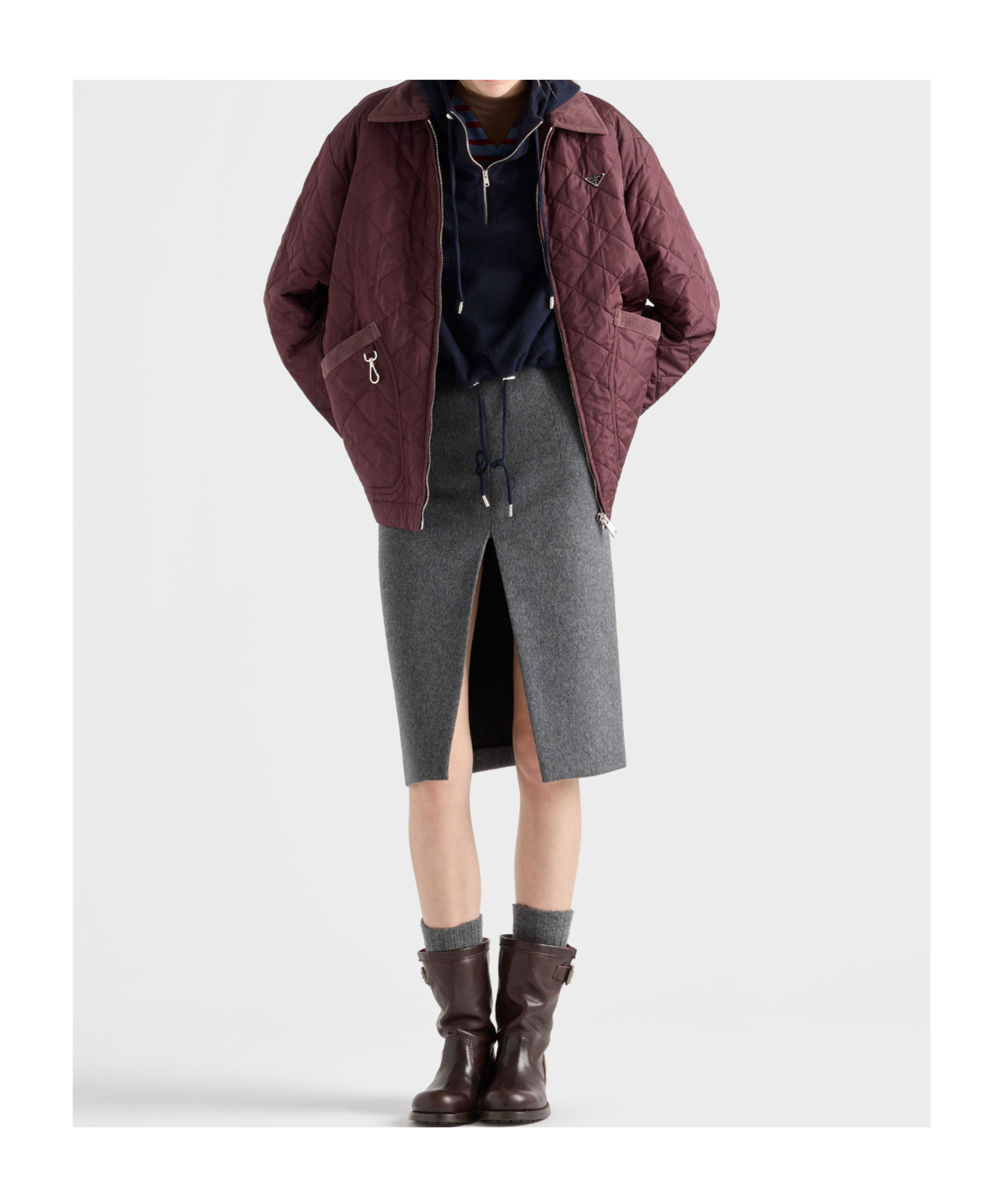 Prada Re-nylon Blouson Jacket In Burgundy