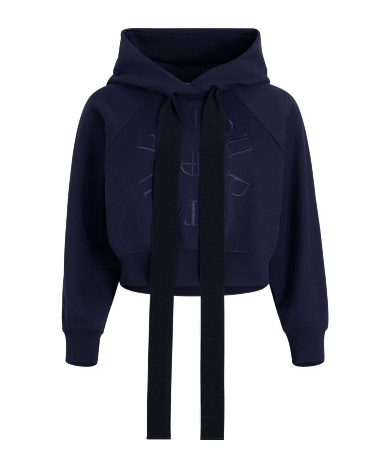Patou Medallion Cropped Cotton Hoodie In Black