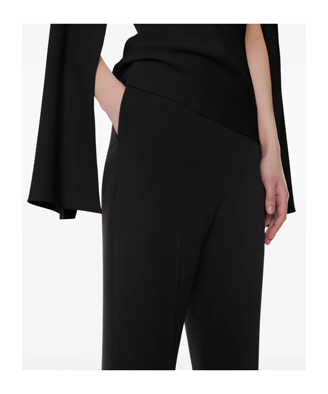 Alberta Ferretti High Waist Straight Leg Trousers With Side Pockets In Black