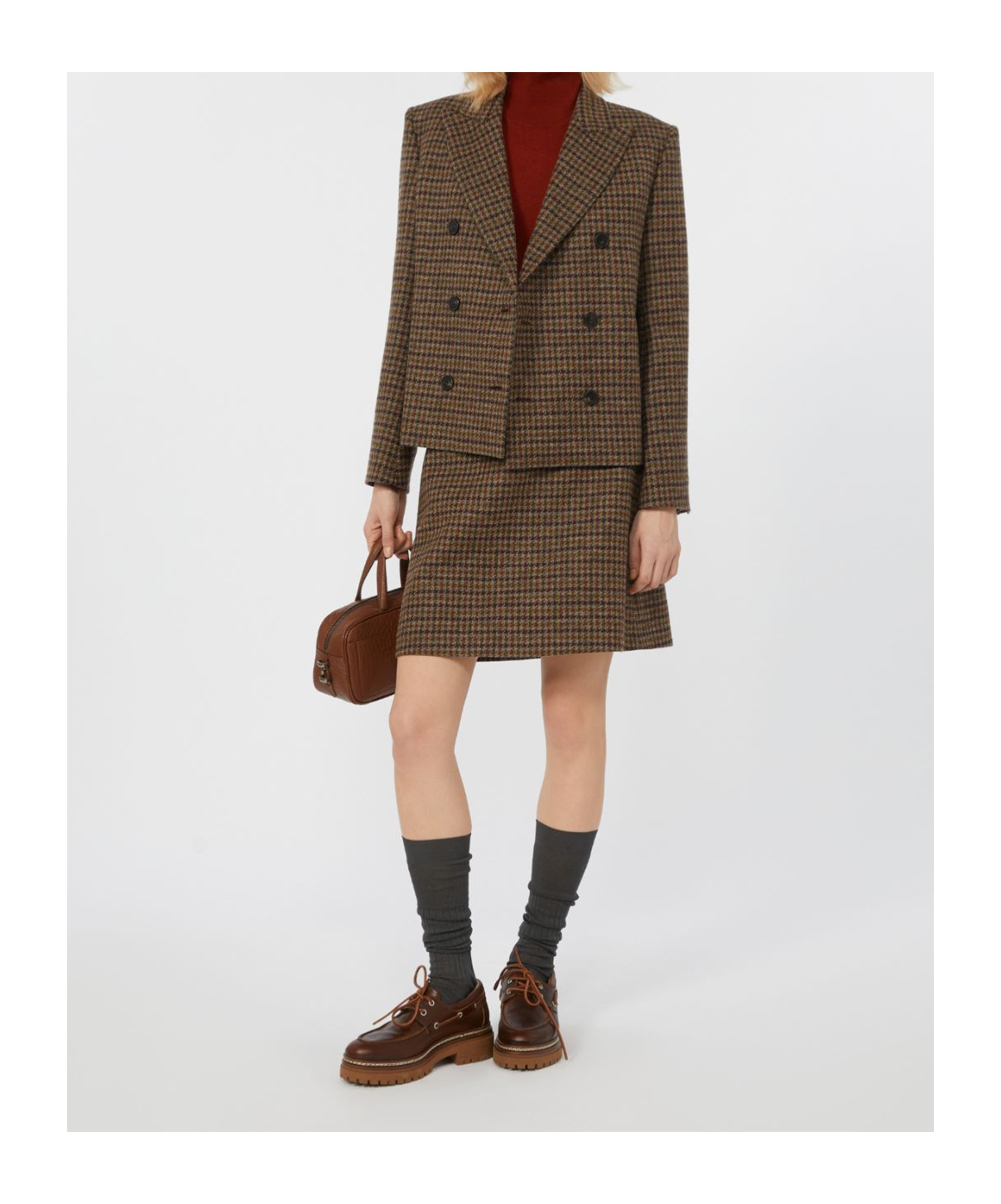 Weekend Max Mara Cropped Wool Blend Blazer In Brown
