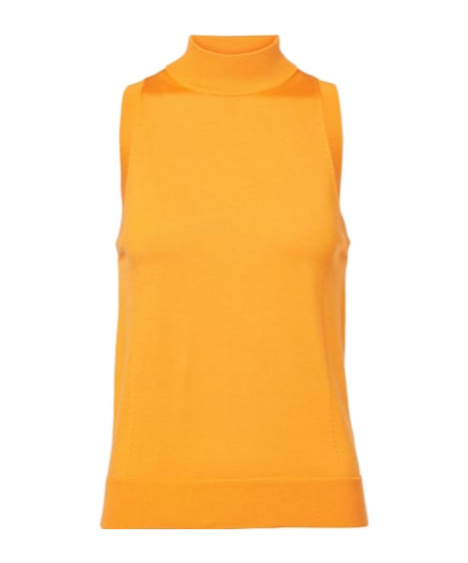 Carolina Herrera Knitted Silk And Cotton Turtleneck Top In Orange