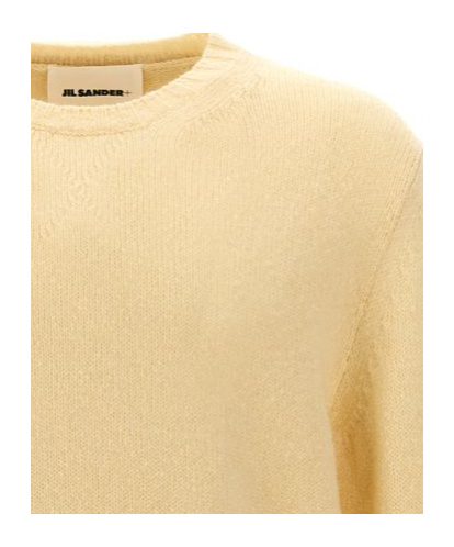 Jil Sander Crew Neck Wool Sweater With Side Slits In Nude
